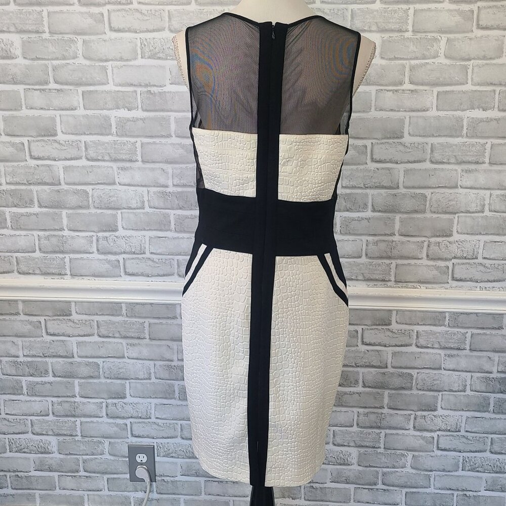 Cache Black White Colorblock Croc Embossed Dress … - image 3